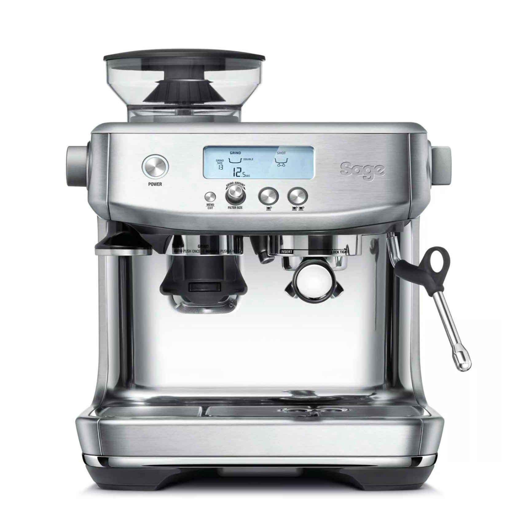 Sage - Cafetera Espresso Manual 3 segundos Molinillo Barista Pro Inox